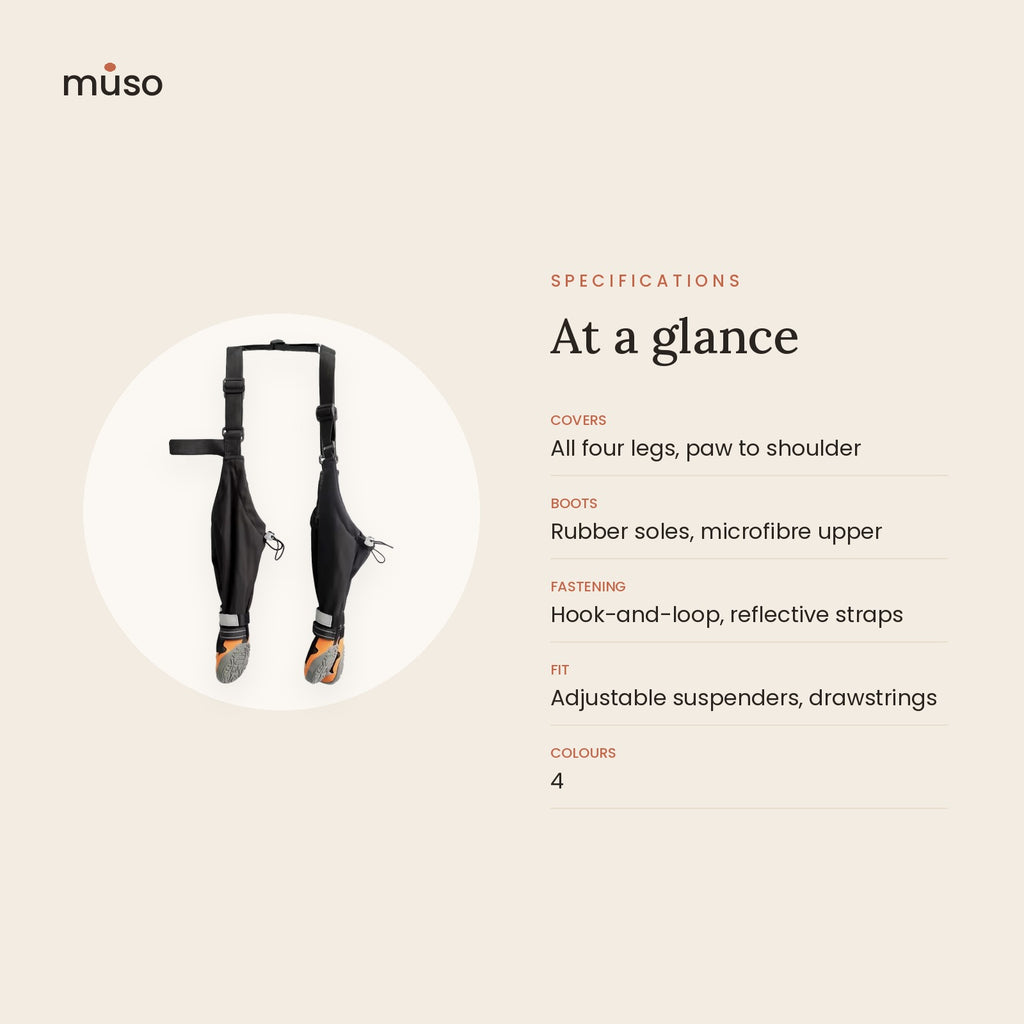 The All-Weather Leggings – Dog Boots with Leg Covers & Suspenders