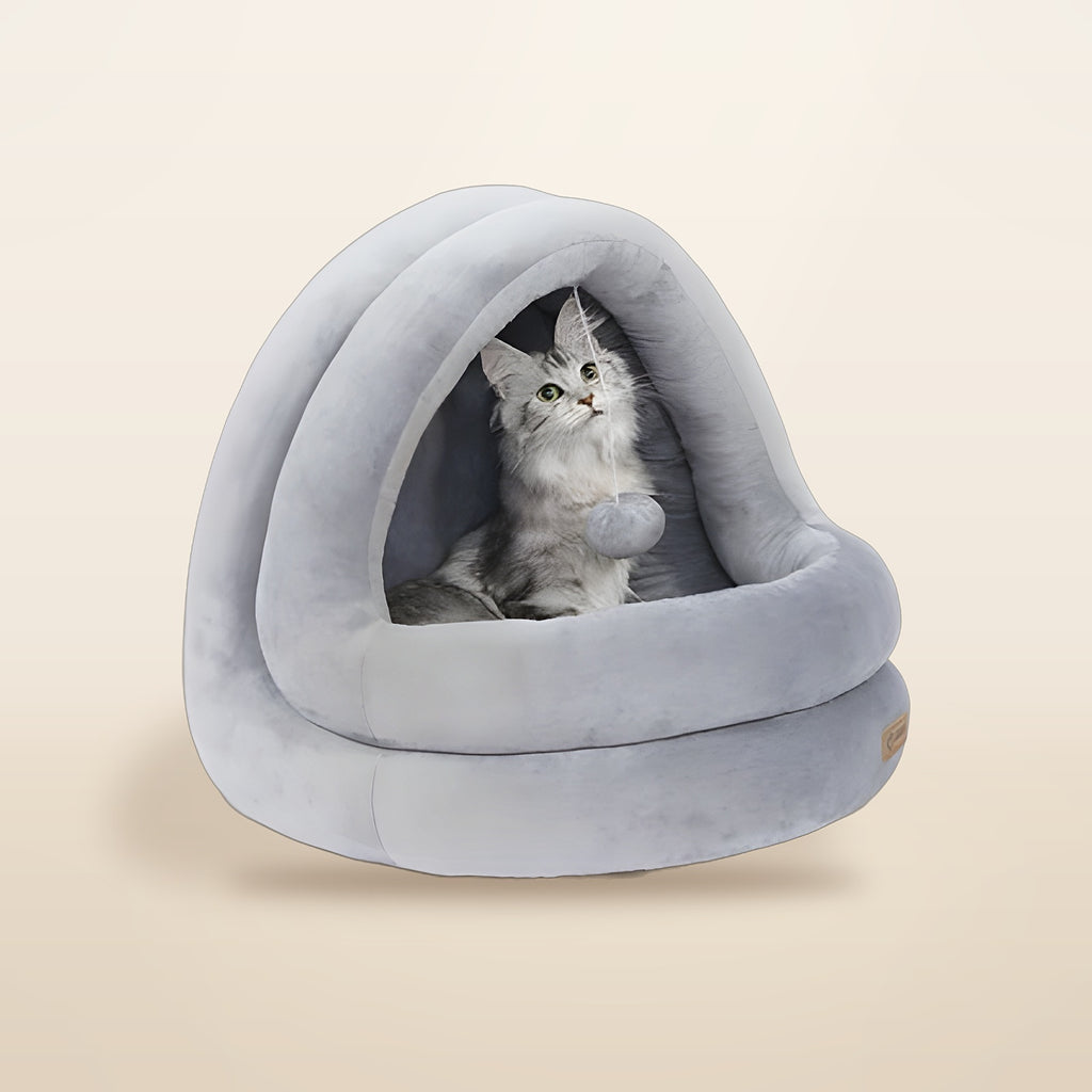Kitten inside The Cat Hideaway covered bed by MUSO