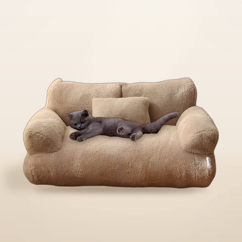 Grey cat lounging on The Cat Sofa by MUSO