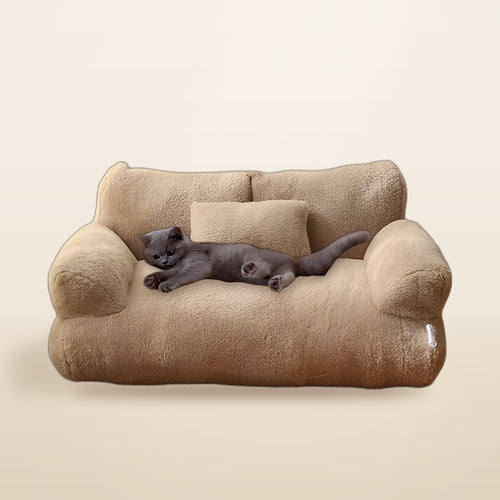 Grey cat lounging on The Cat Sofa by MUSO