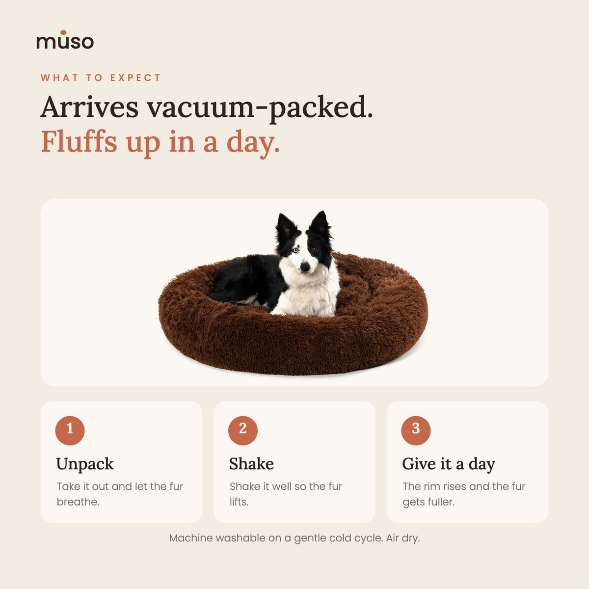 Arrives vacuum-packed and fluffs up in a day