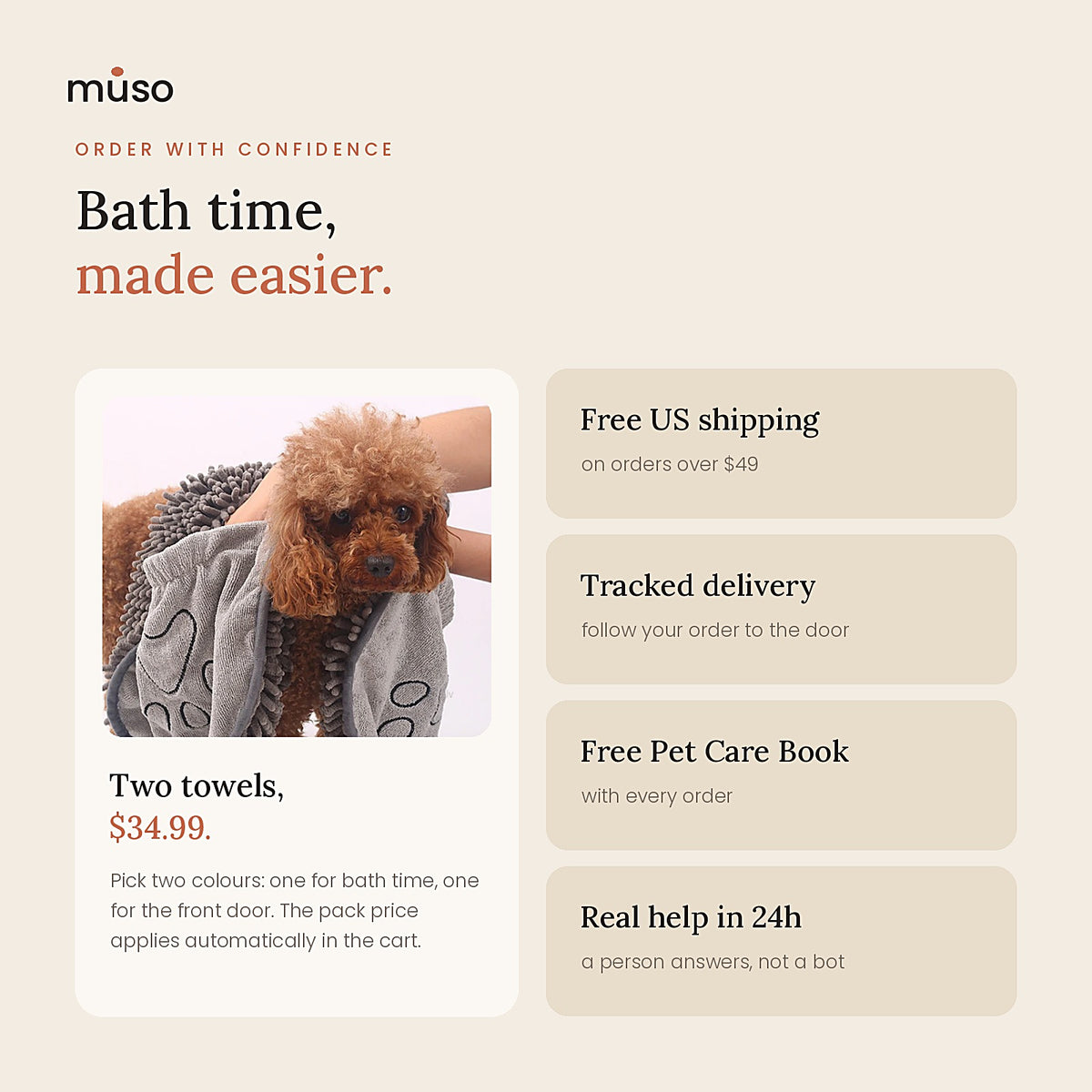 The Dry-Off Towel: free US shipping over $49 and tracked delivery