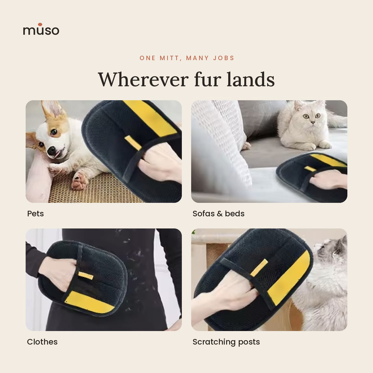 The Fur Mitt – Reusable Pet Hair Remover Glove for Sofas, Clothes & Coats