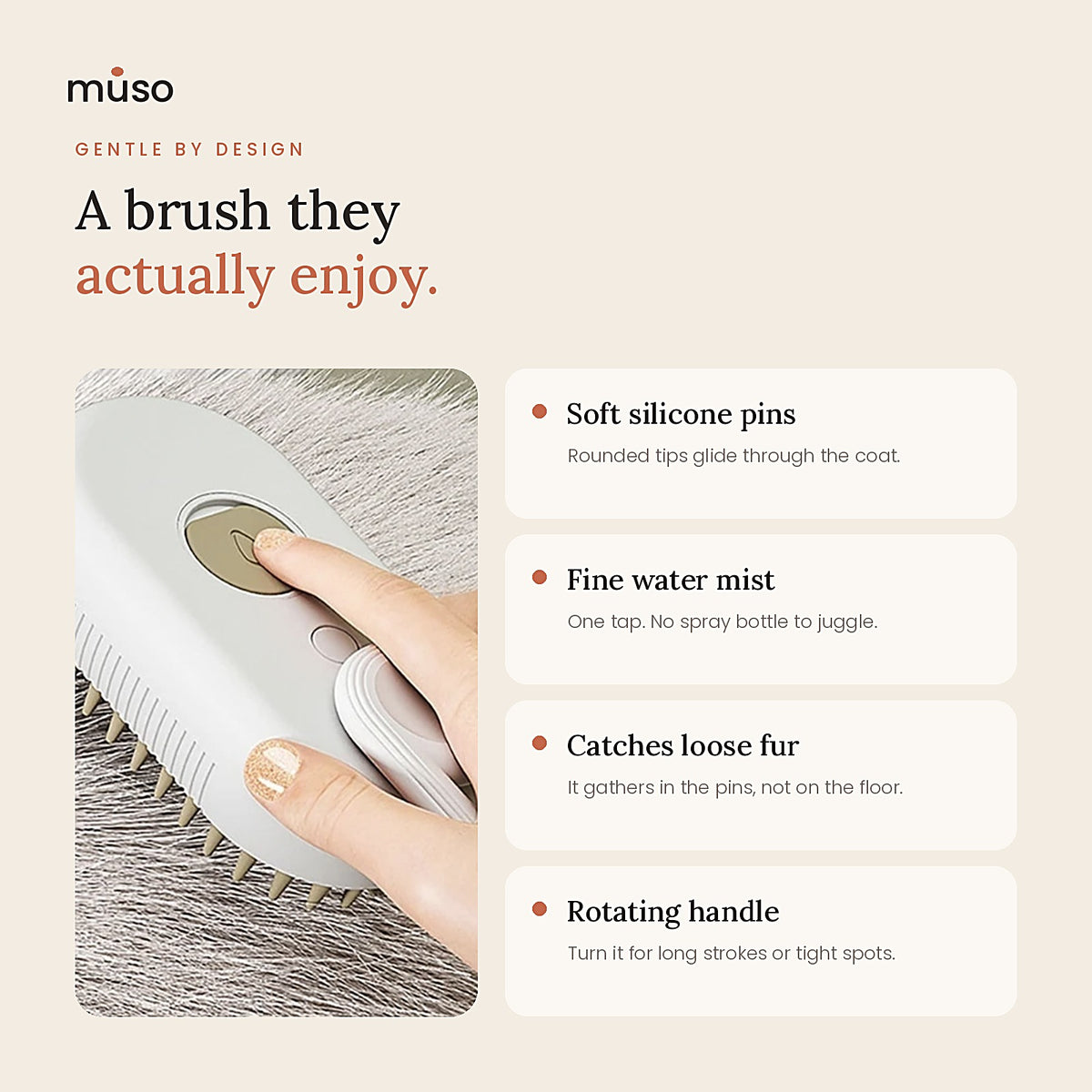 The Mist Brush: soft silicone pins