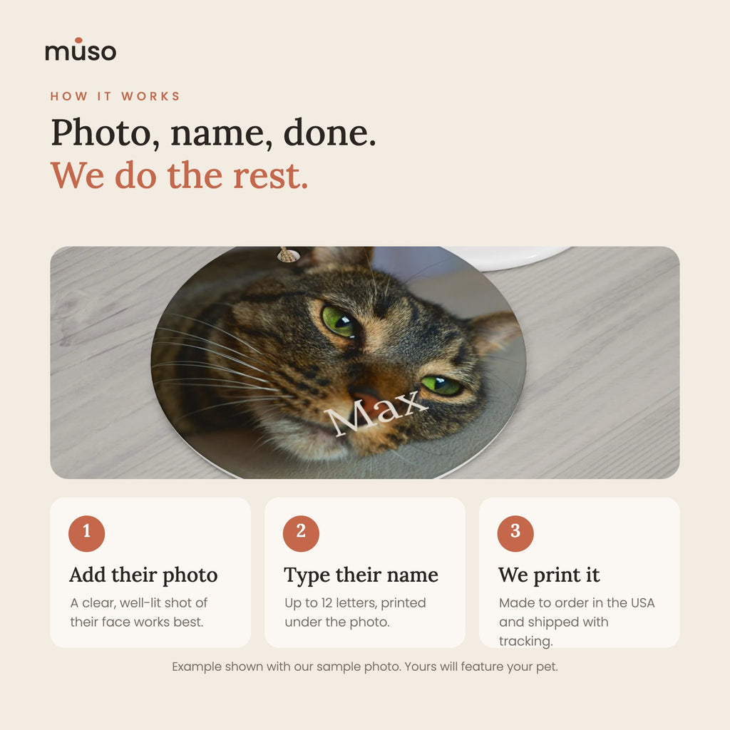How it works: add their photo, type their name, we print it