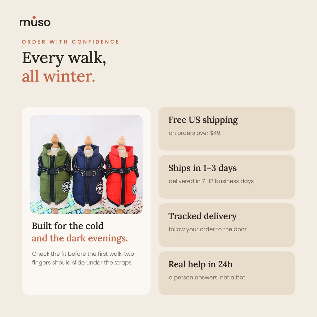 Free US shipping over $49, tracked delivery, real help in 24 hours